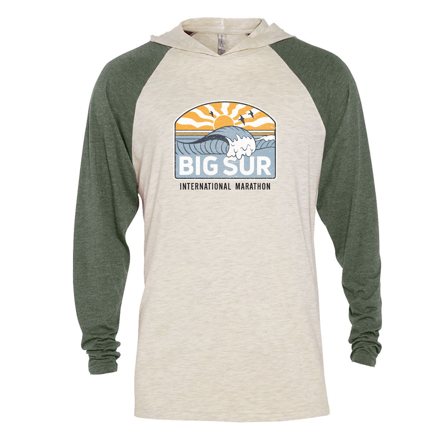 Adult LS Hooded Tee -Oatmeal/Moss- Sunset