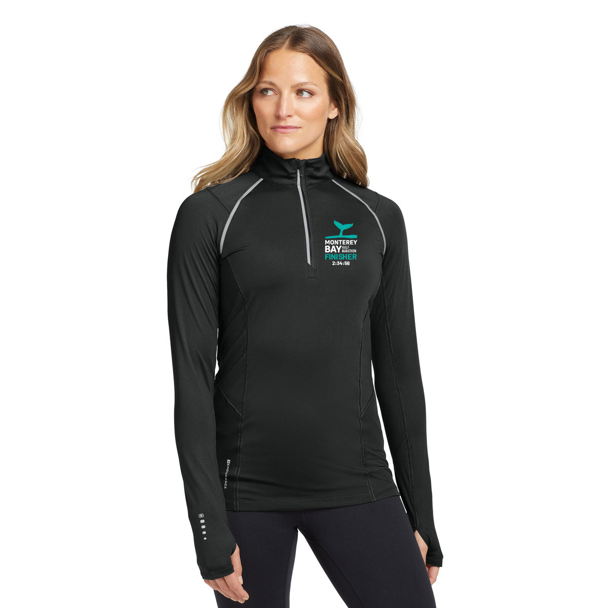 MONTEREY BAY HALF MARATHON FINISHER LEFT CHEST BLOCK NEXUS 1/4-ZIP PULLOVER - EMBROIDERED - CUSTOMIZED WITH YOUR TIME