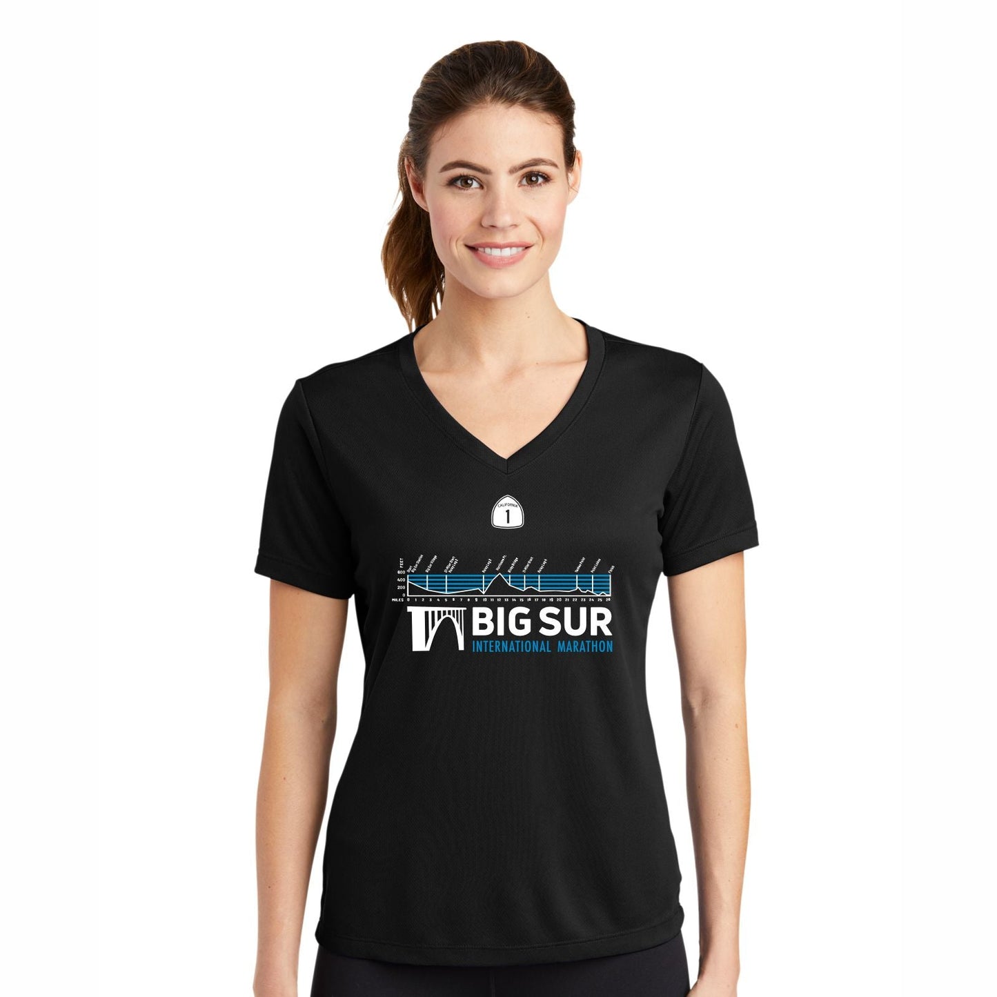 BSIM Women's Tech V-Neck Tee -Black- Course